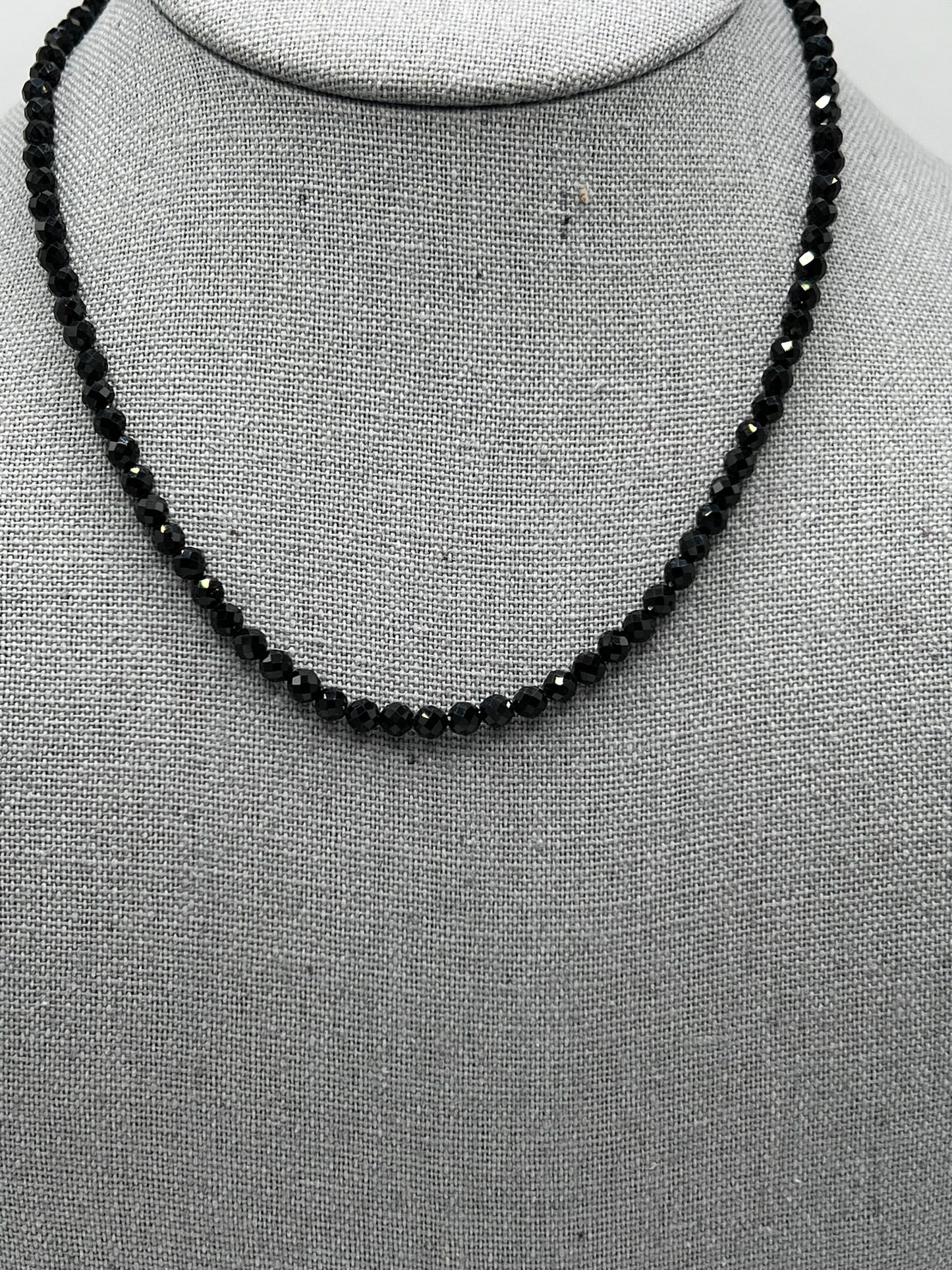 Black spinelle single with gold filled clasp
