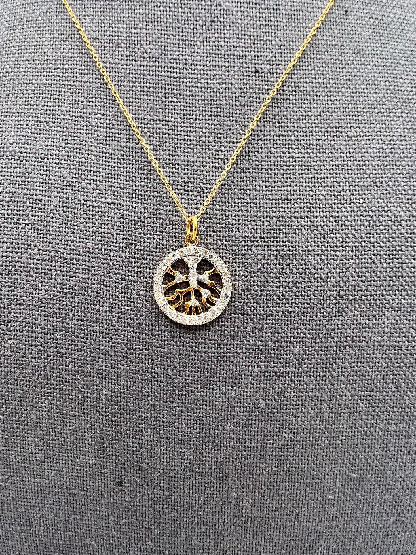 Gold Filled Chain with Diamond Tree of Life Charm