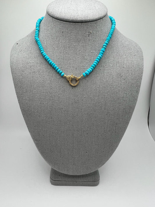 Sleeping beauty turquoise with gold filled diamond clasp