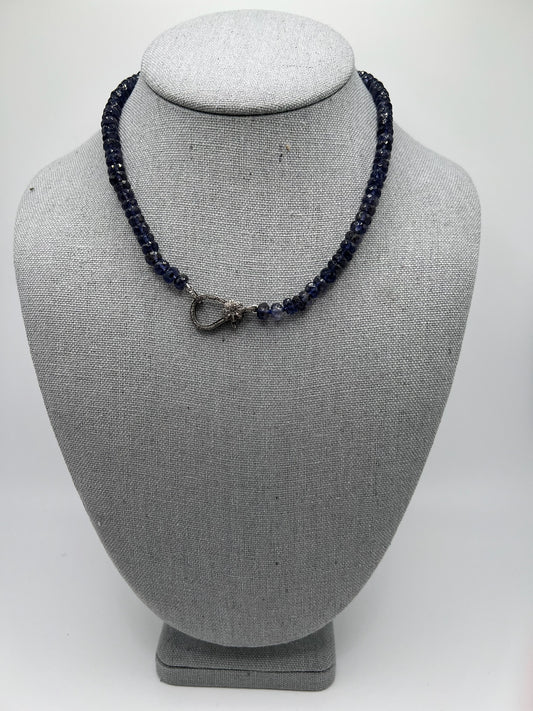 Blue Sapphire Necklace with Diamond Clasp