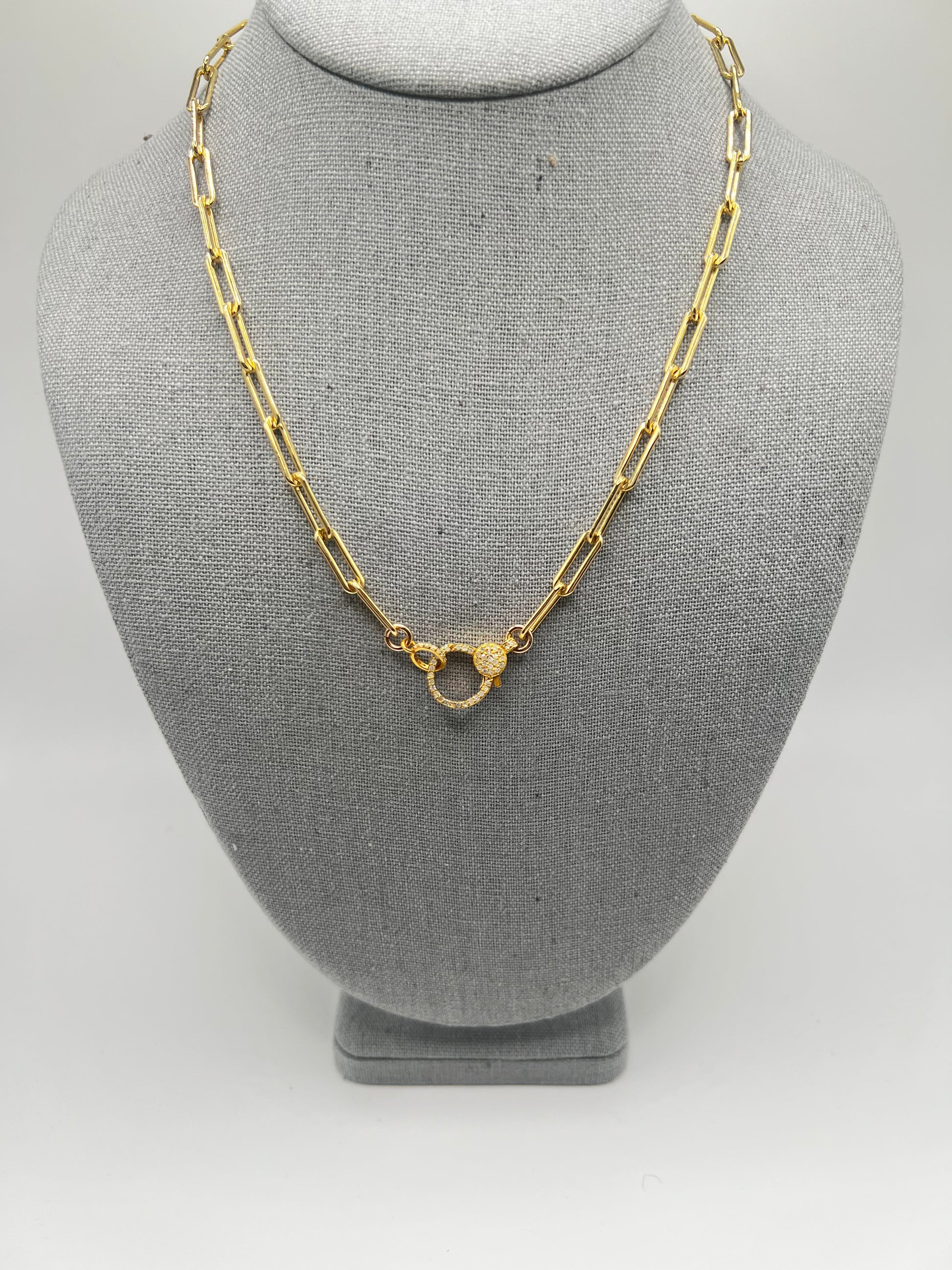 Heavy Long Gold Filled Paperclip Chain with Diamond Clasp
