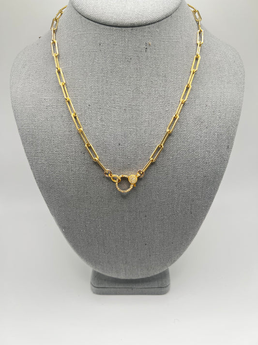 Heavy Long Gold Filled Paperclip Chain with Diamond Clasp