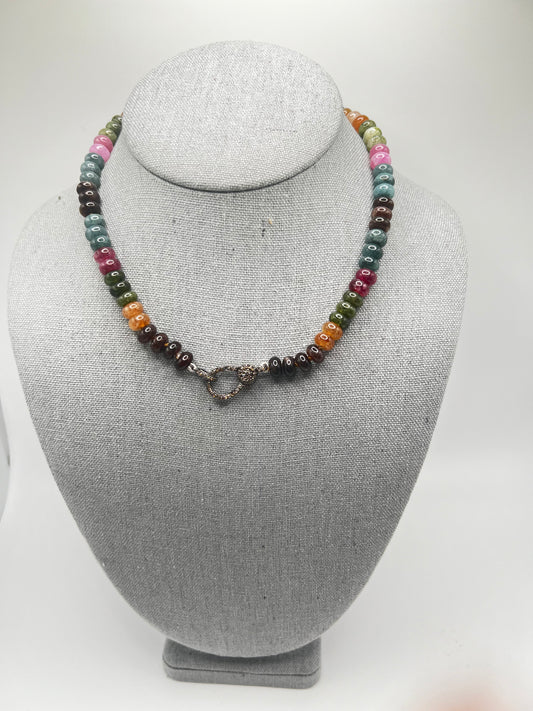 Multi Tourmaline Rondell with Diamond clasp