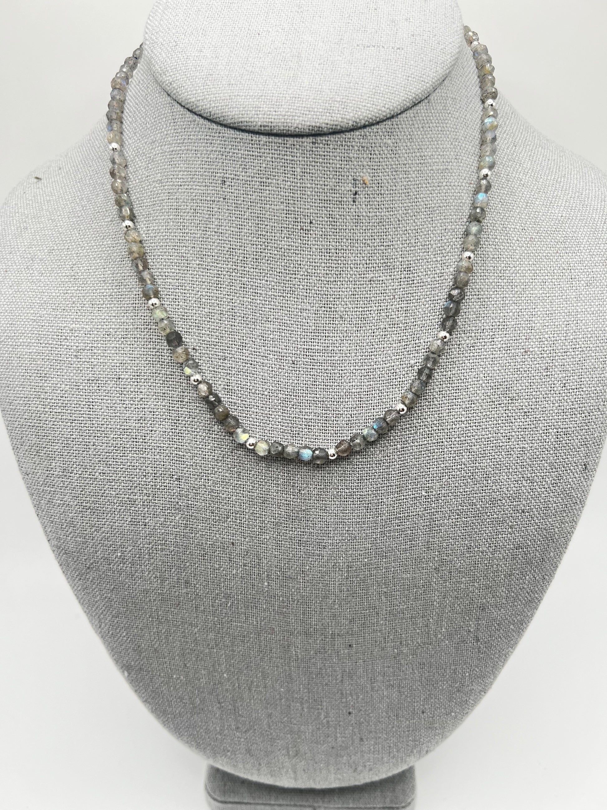Labradorite Necklace with Sterling Silver Accent Beads
