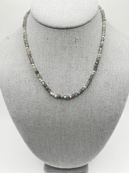 Labradorite Necklace with Sterling Silver Accent Beads
