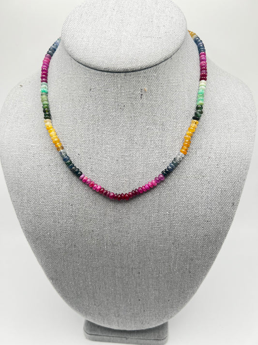 Multi-Colored Sapphire Rondells Necklace