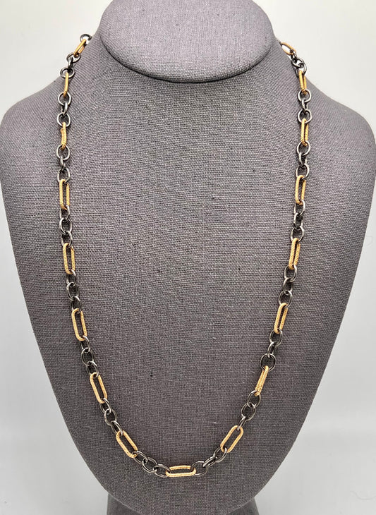 Oxidized Sterling Silver & Gold-Filled Chain
