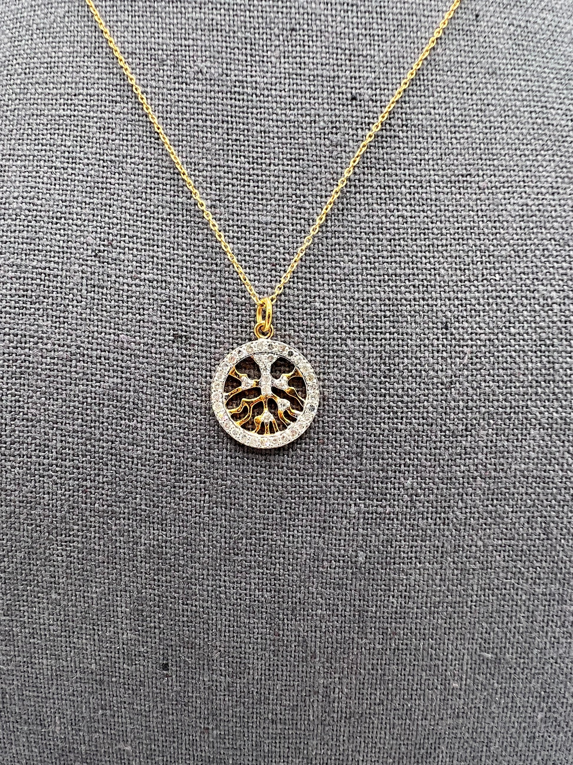 Gold Filled Chain with Diamond Tree of Life Charm
