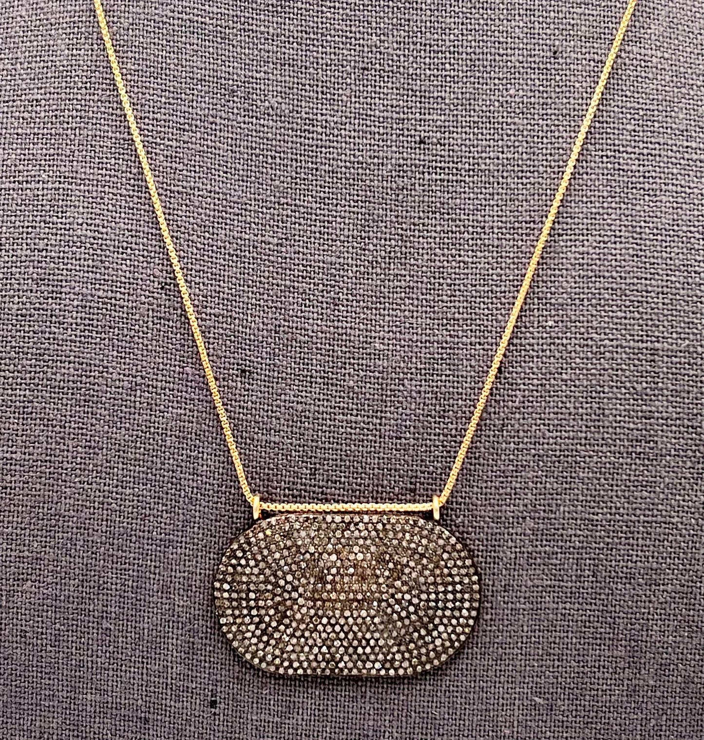 Raw-Cut Pavé Diamond Rectangle on Fine Chain