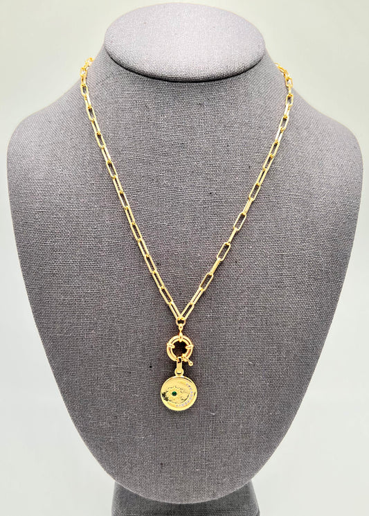 Paperclip Chain, Moon & Sun Charm