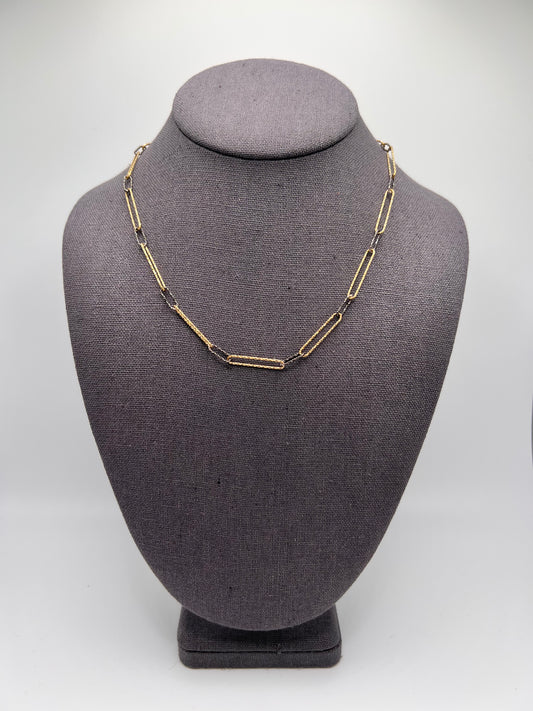 Paperclip Chain, Gold-Filled & Oxidized Sterling