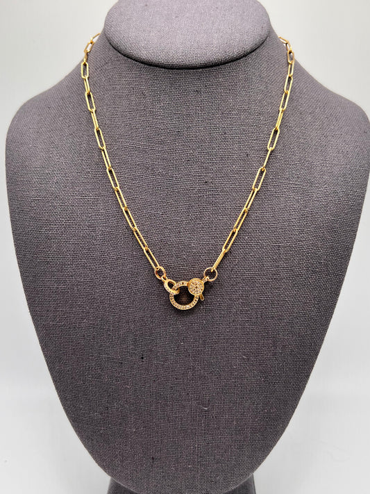 Paperclip chain, diamond lobster clasp